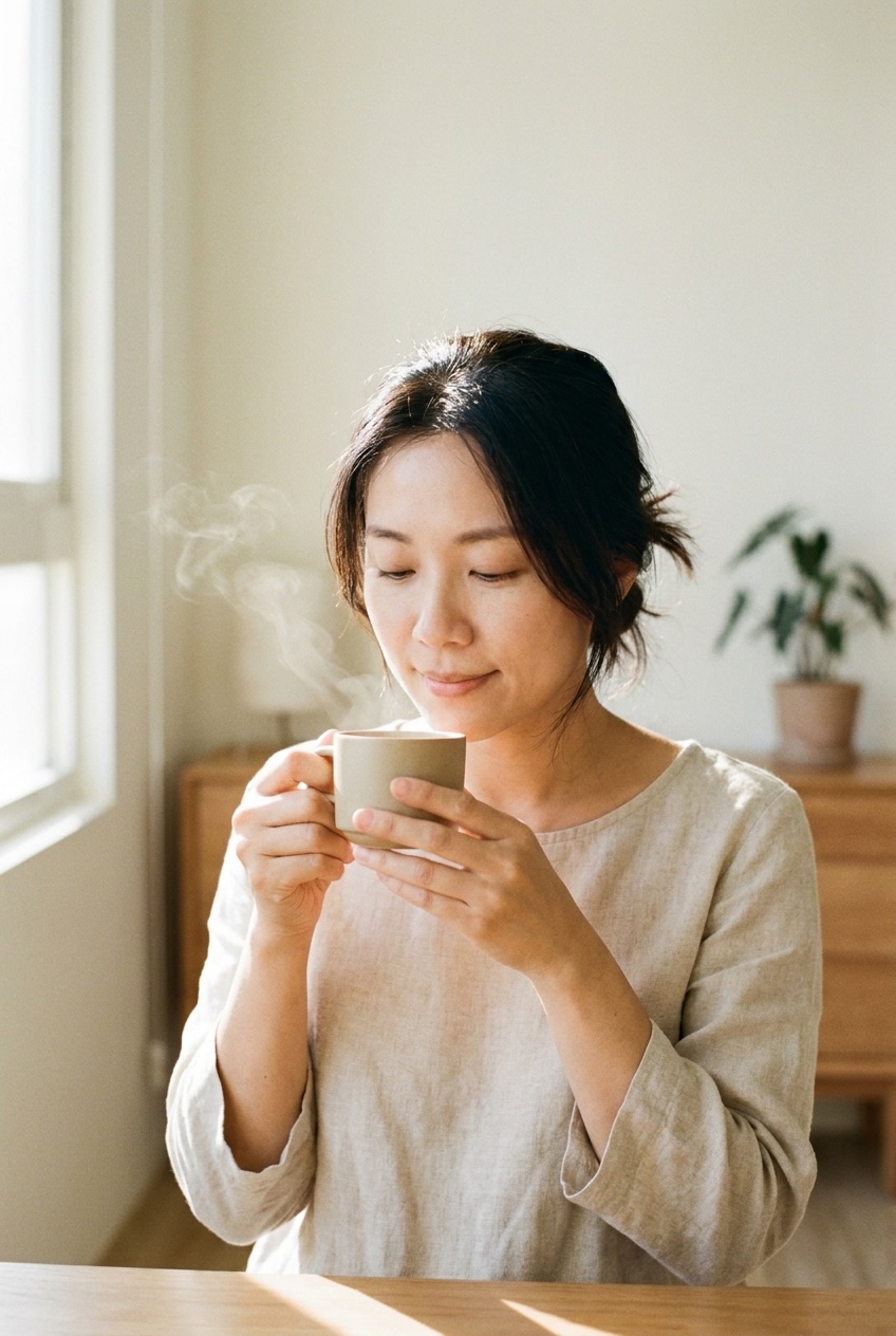 手持茶杯