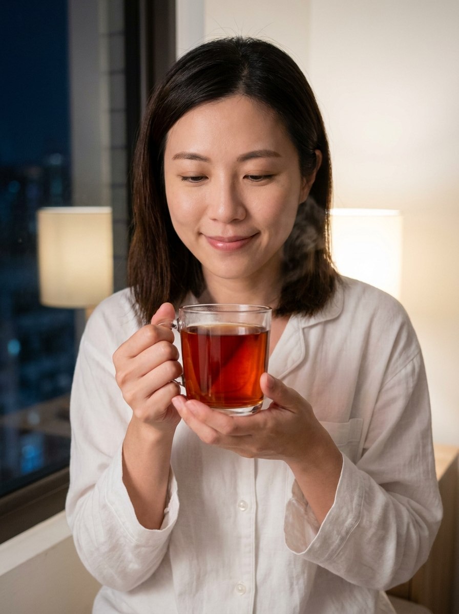 人物手持茶杯